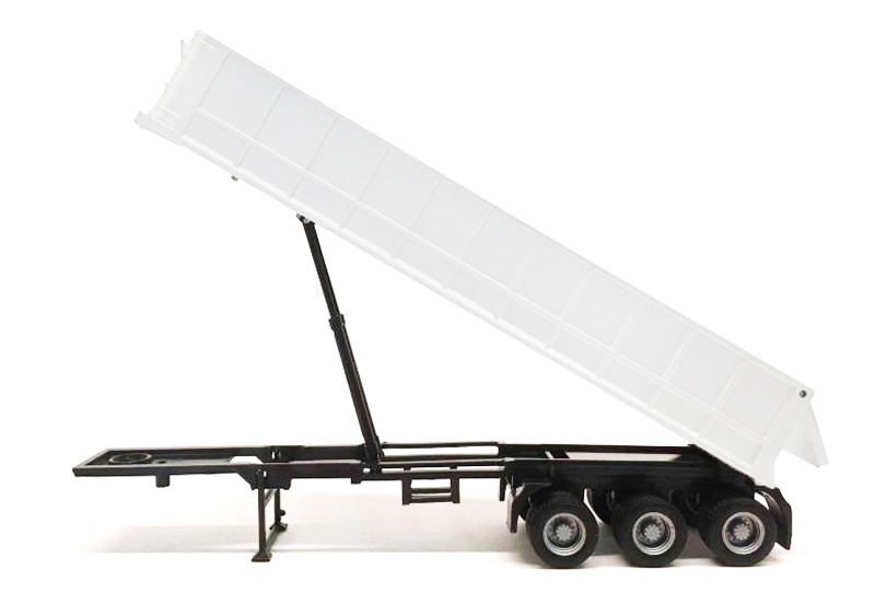 005340W 3-Axle Dump Trailer White 1-87 Scale HO Plastic Model Car