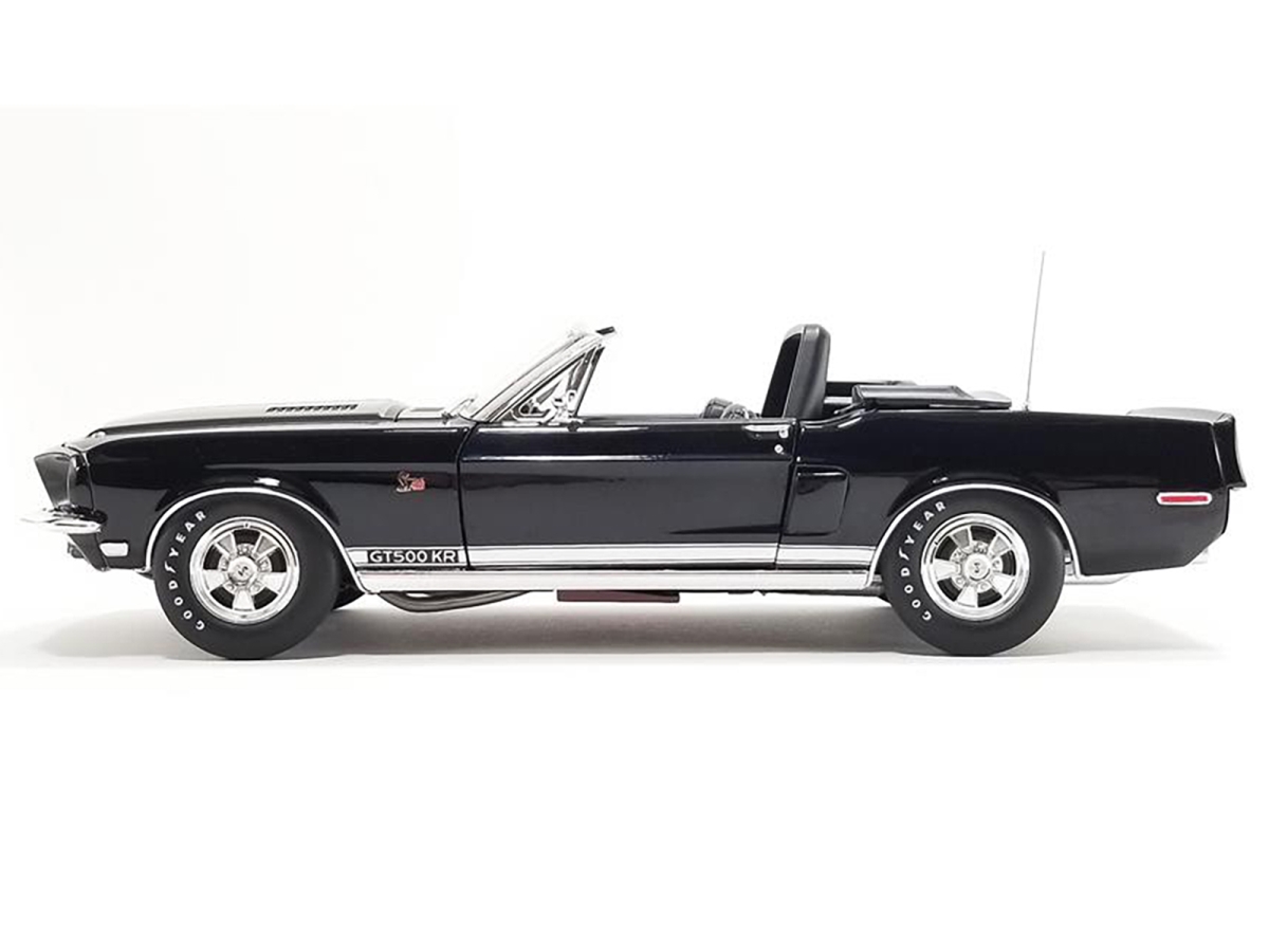 Picture of Acme A1801875 1968 Shelby GT500 KR Convertible Black with White Stripes Limited Edition to Worldwide 1-18 Scale Diecast Model Car - 480 Piece