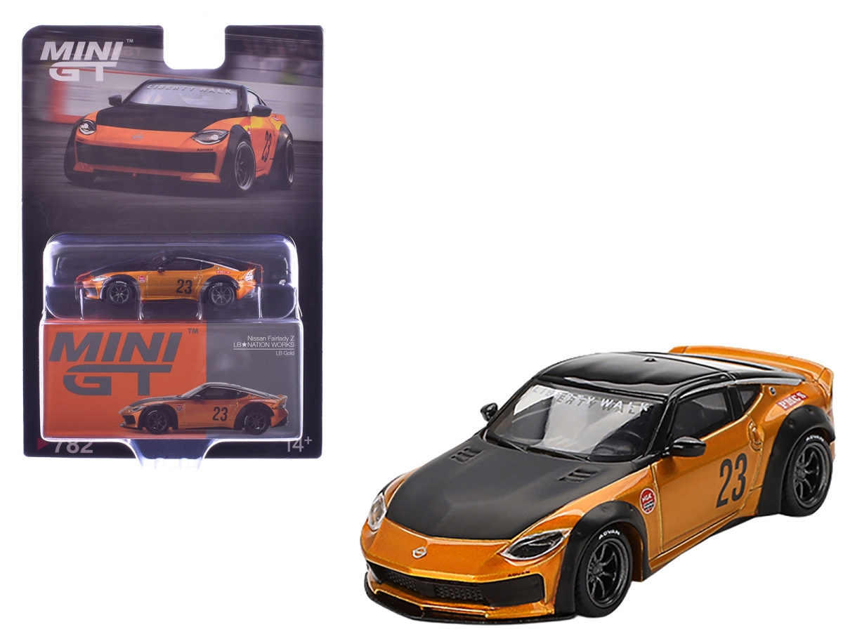 MGT00782 Nissan Fair lady Z No.23 LB-Nation Works LB Gold Metallic with Matt Black Hood & Black Top Limited Edition 1-64 Scale Diecast Model Car