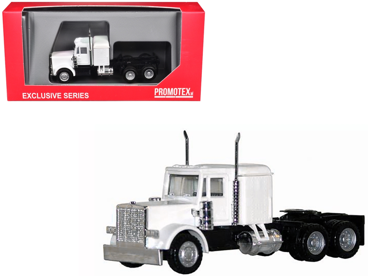 025284W Peterbilt Long Tractor White 1-87 HO Scale Plastic Model Car