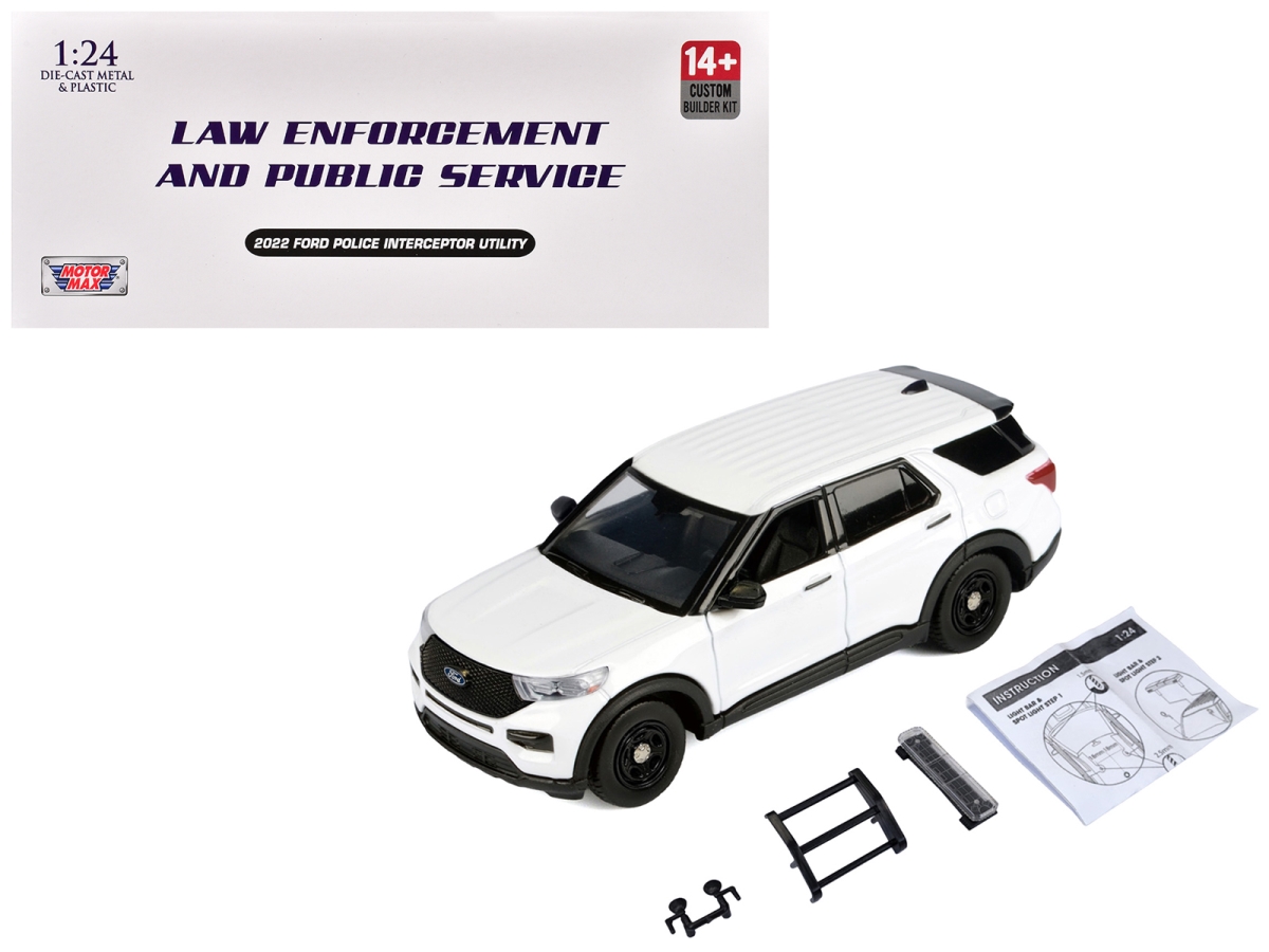 76988W-BB 2022 Ford Police Interceptor Utility Unmarked White Builders Kit Law Enforcement & Public Service Series 1-24 Scale Diecast Model Car