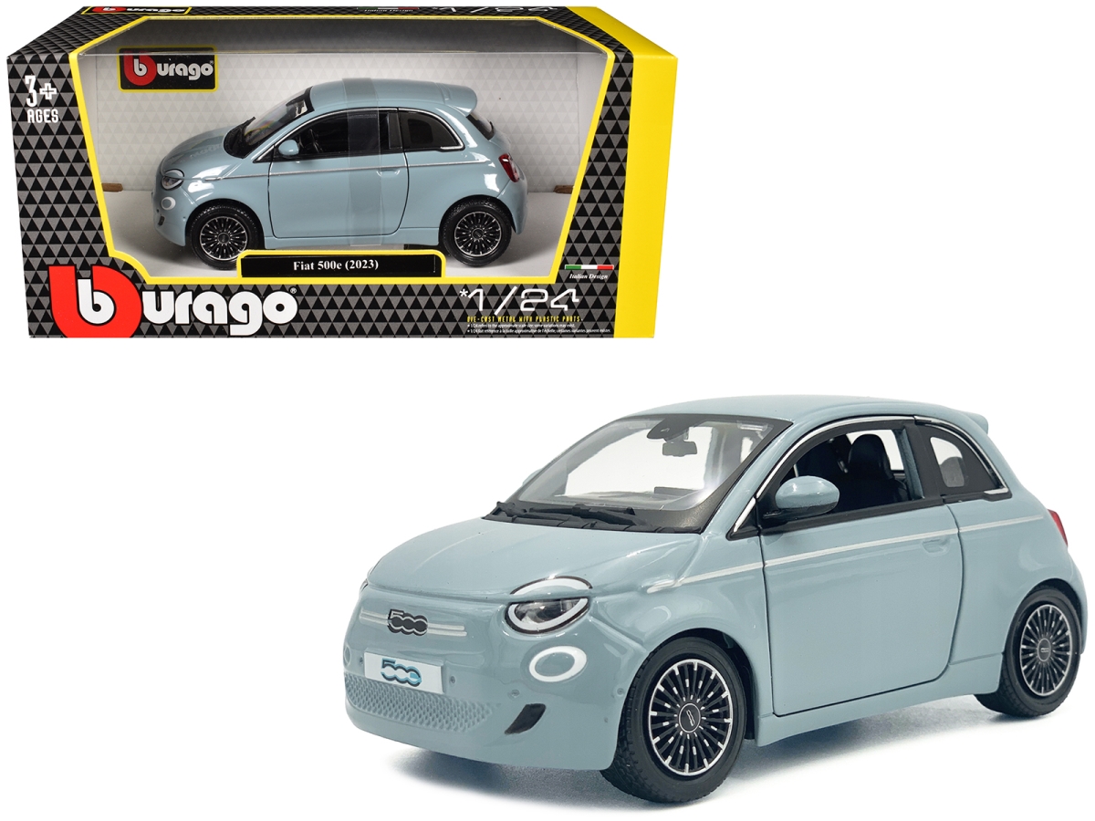 B 21110BL 2023 Fiat 500e Light Blue 1-24 Scale Diecast Model Car