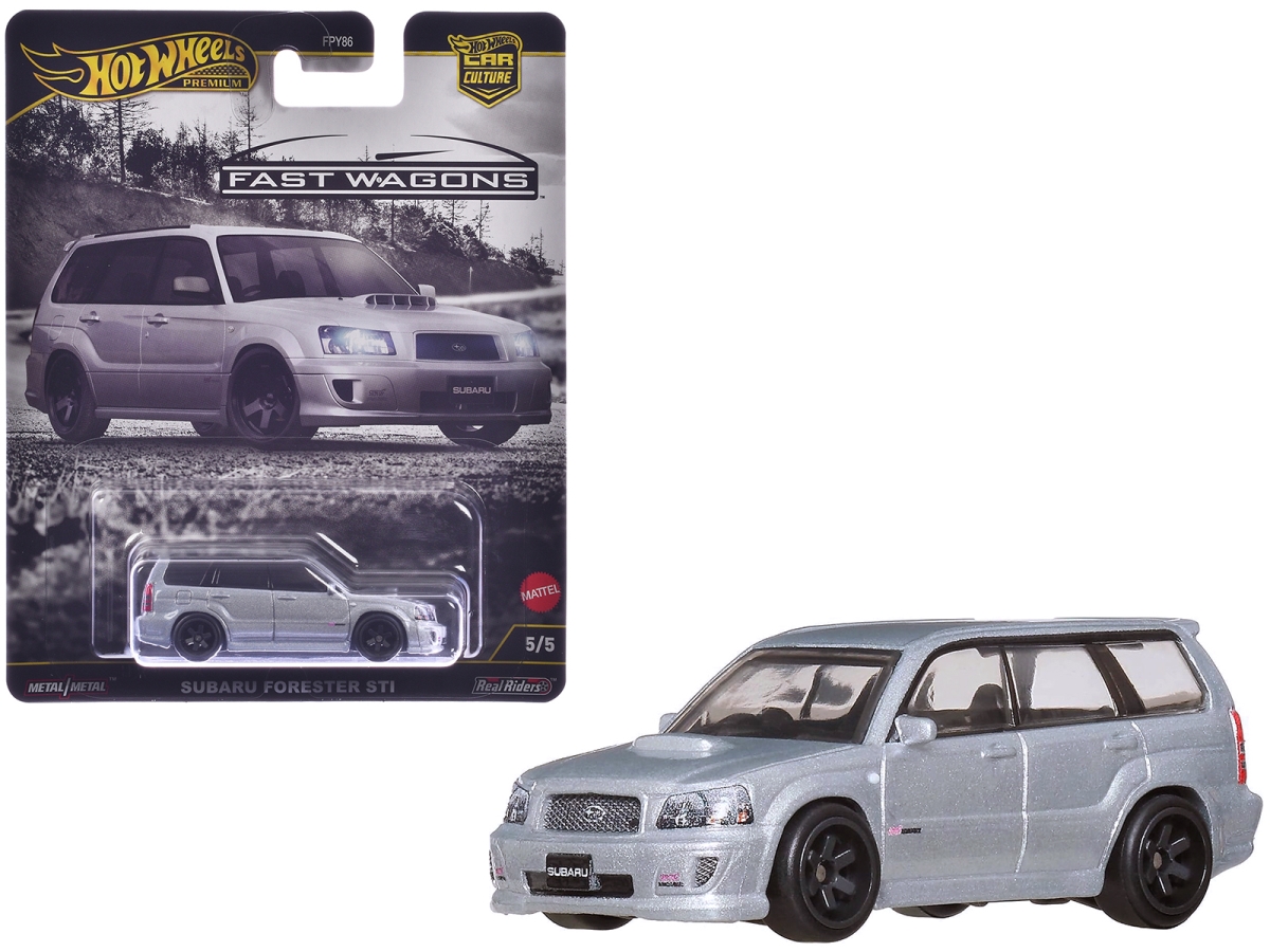 Hotwheels JBK87 Subaru Forester STI Silver Metallic Fast Wagons Series Scale Diecast Model Car