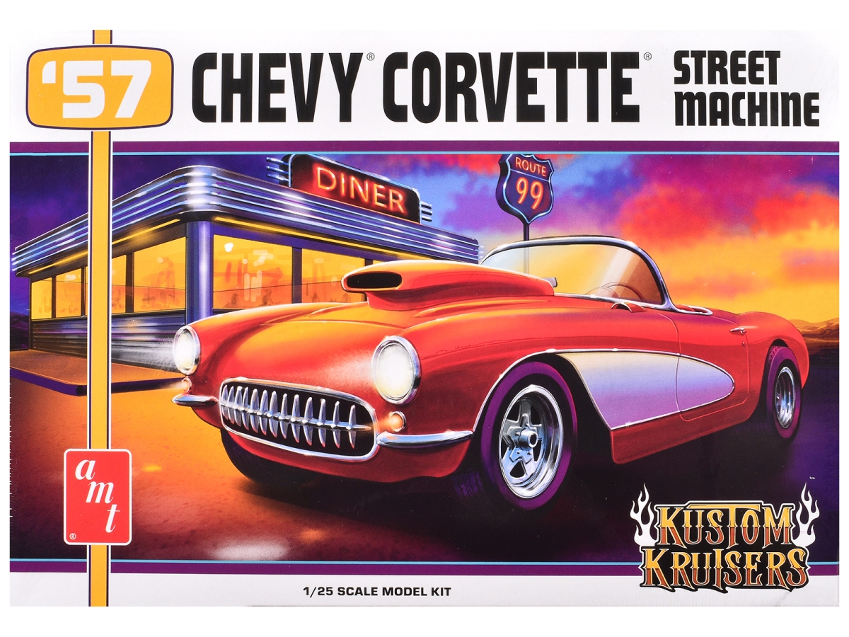 1498 Skill 2 Model Kit 1957 Chevrolet Corvette Street Machine Kustom Kruisers Series 1-25 Scale Model