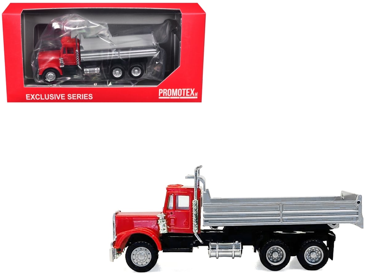 006252R Peterbilt Dump Truck with Red Cab 1-87 HO Scale Plastic Model