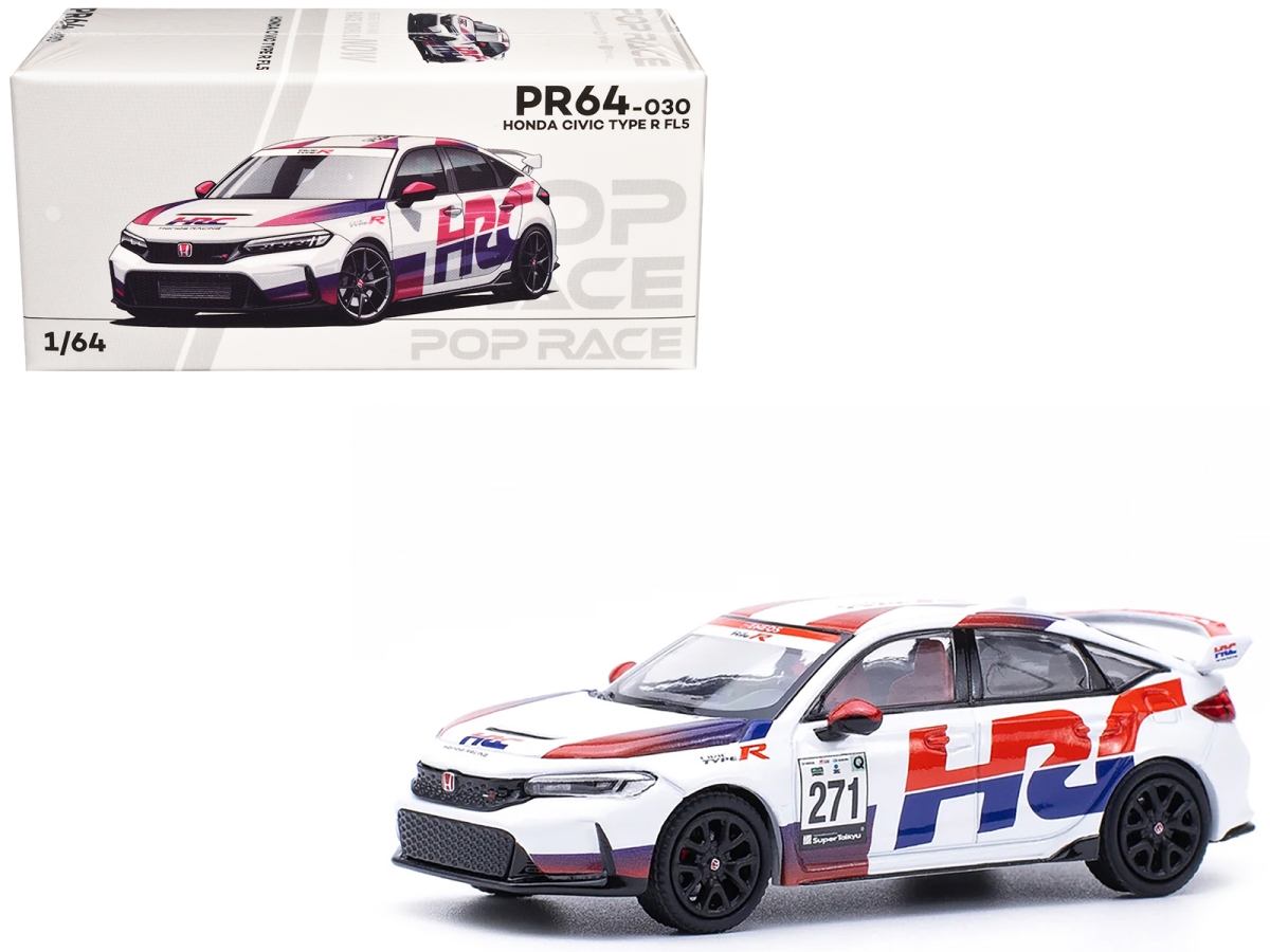 PR640030 Honda Civic Type R FL5 HRC - Honda Racing White with Graphics 1-64 Scale Diecast Model Car