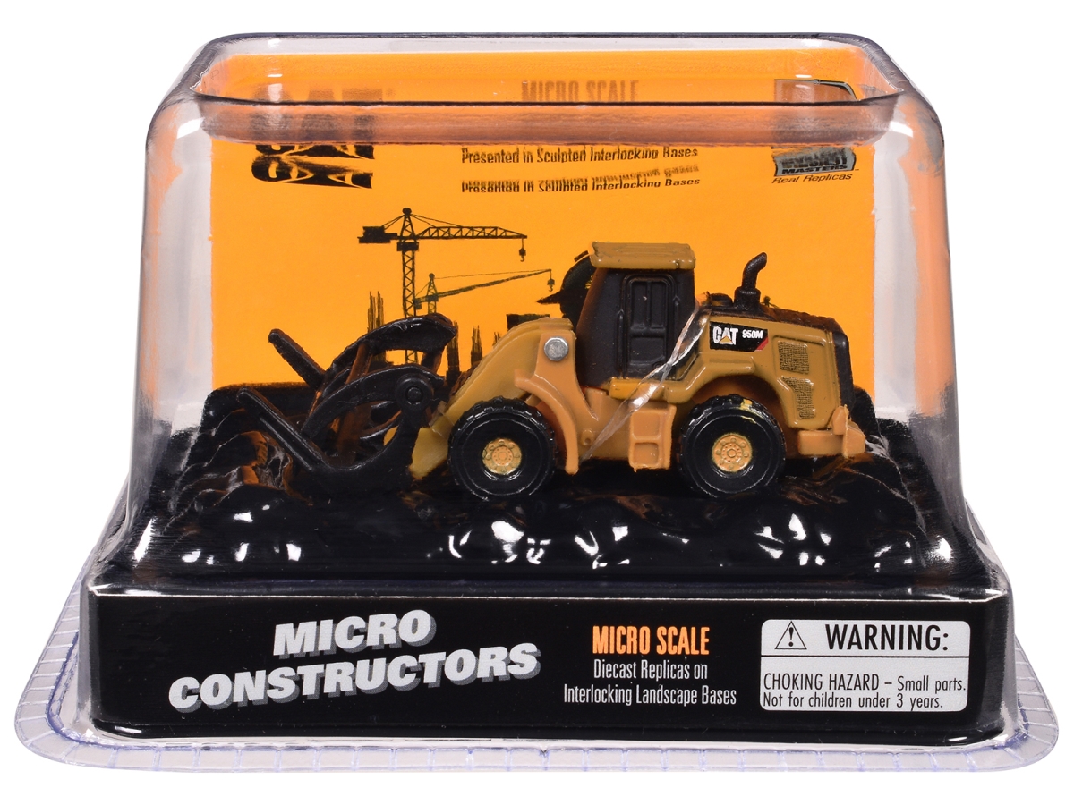 85969CS CAT Caterpillar 950M Wheel Loader Log Fork Version Yellow Micro-Constructor Series Diecast Model