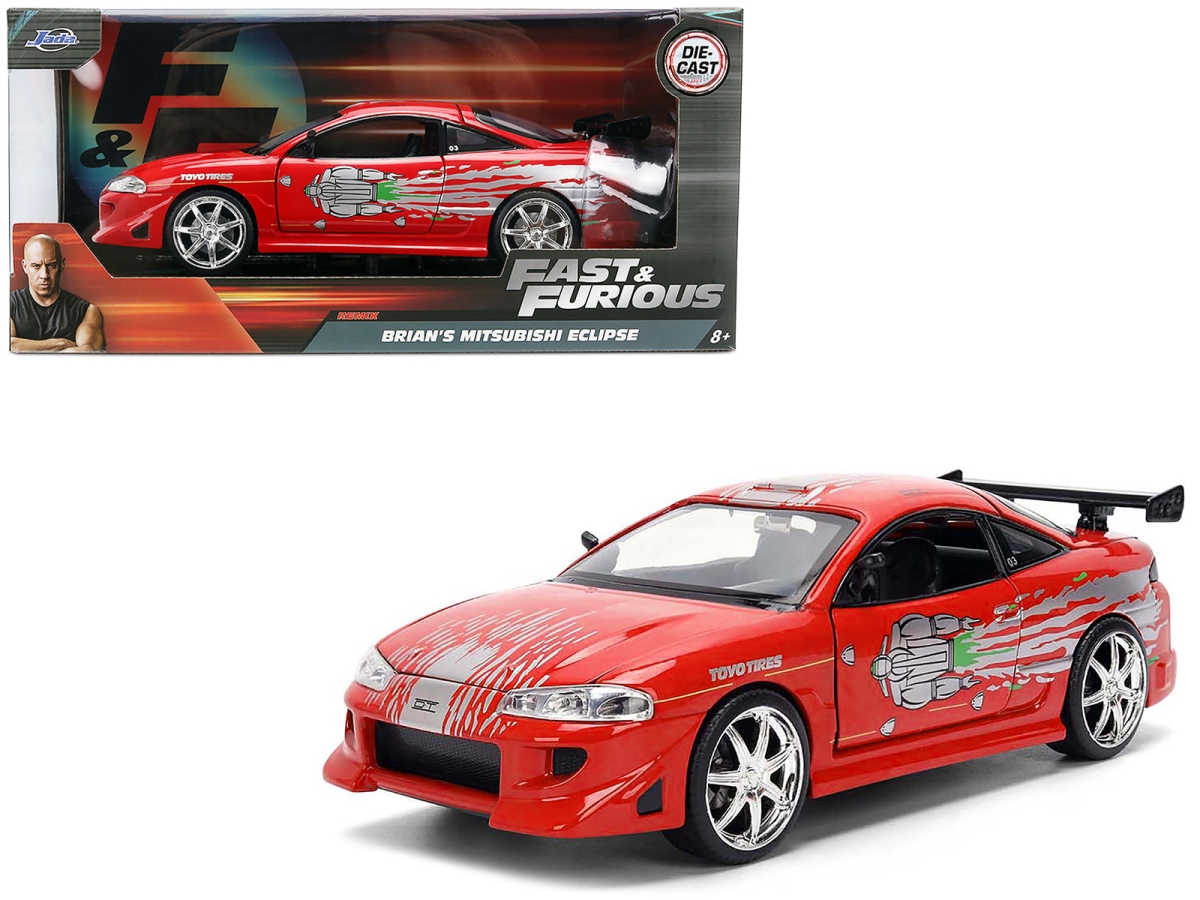 Jada 36815 Brians Mitsubishi Eclipse Red with Graphics Remix The Fast & The Furious 2001 Movie Series 1-24 Scale Diecast Model Car