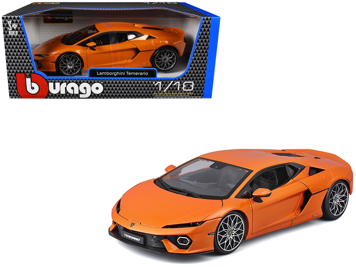 B 11052OR Lamborghini Temerario Orange Metallic 1-18 Scale Diecast Model Car