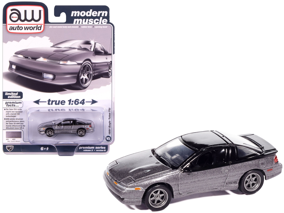 Autoworld 64512-AWSP196B 1991 Eagle Talon TSI Medium Quartz Metallic with Black Top Modern Muscle Series 1-64 Scale Diecast Model Car