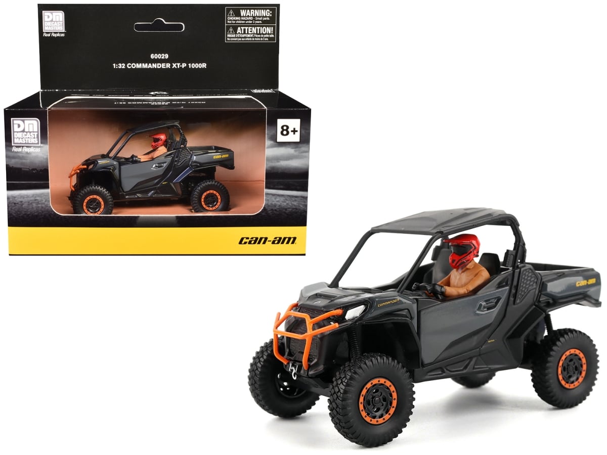 60029 Can-Am Commander XT-P 1000R Gray & Orange with Driver Figure 1-32 Scale Diecast Model Car