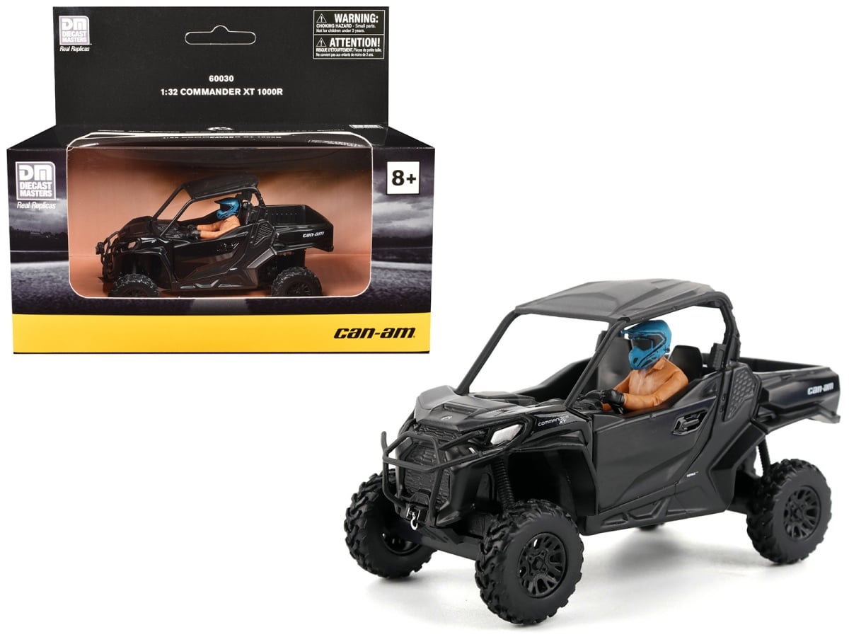 60030 Can-Am Commander XT 1000R Matte Black with Driver Figure 1-32 Scale Diecast Model Car