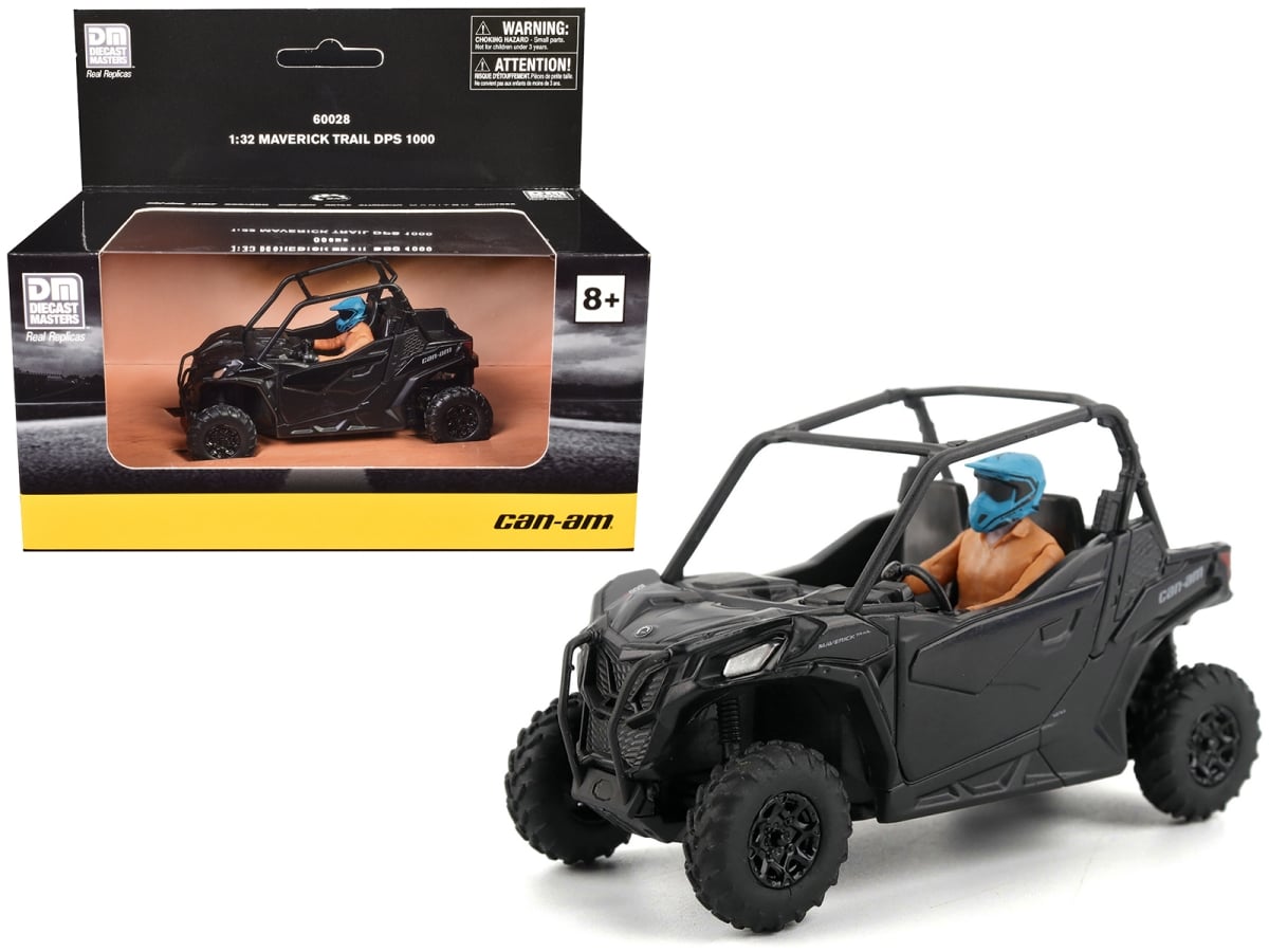60028 Can-Am Maverick Trail DPS 1000 Matte Black with Driver Figure 1-32 Scale Diecast Model Car