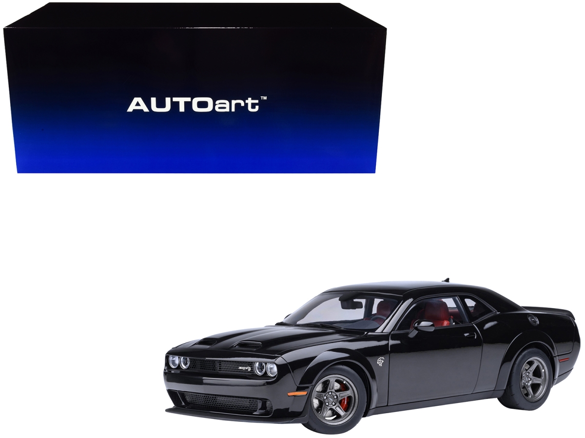 71765 2023 Dodge Challenger SRT Super Stock Pitch Black with Red Interior 1-18 Scale Model Car