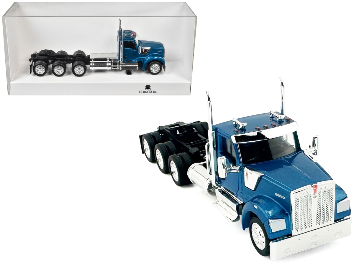 HL-990062 Kenworth W990 3-Axel Day Cab Blue Metallic 1-87 HO Scale Plastic Model Car