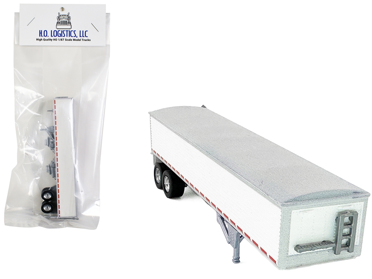 HL-467 Covered Grain Trailer White with Silver Tarp 1-87 HO Scale Plastic Model Car