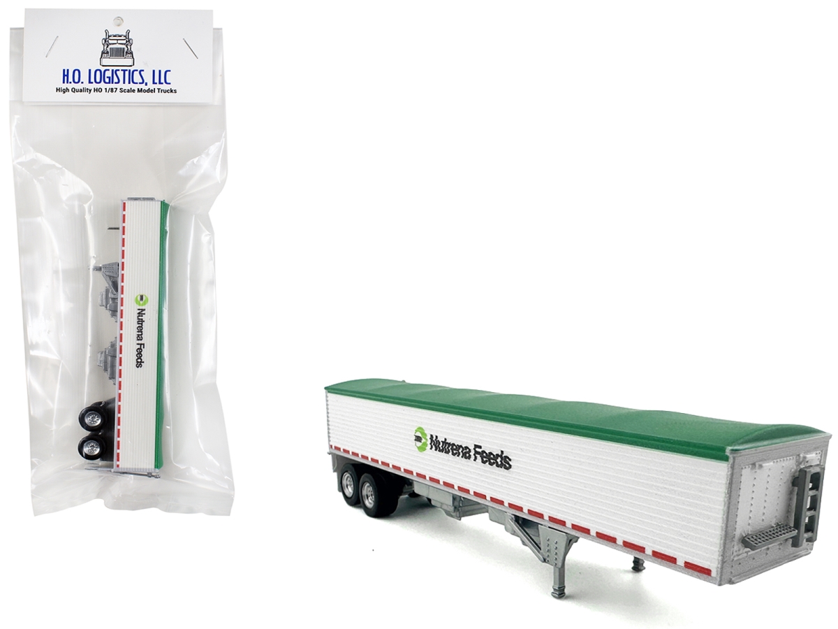 HL-464 Covered Grain Trailer White with Green Tarp Nutrena Feeds 1-87 HO Scale Plastic Model Car