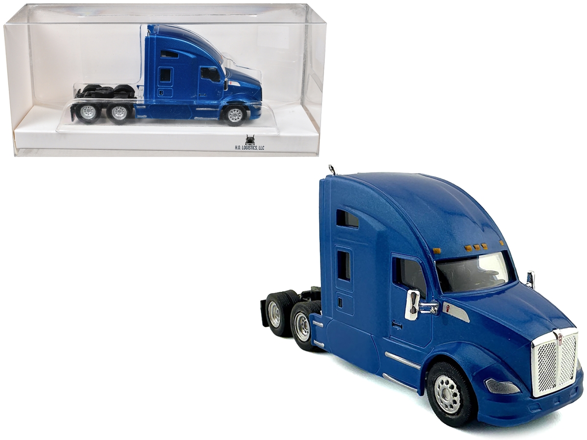 HL-68006 Kenworth T680 Sleeper Cab Blue Metallic 1-87 HO Scale Plastic Model Car