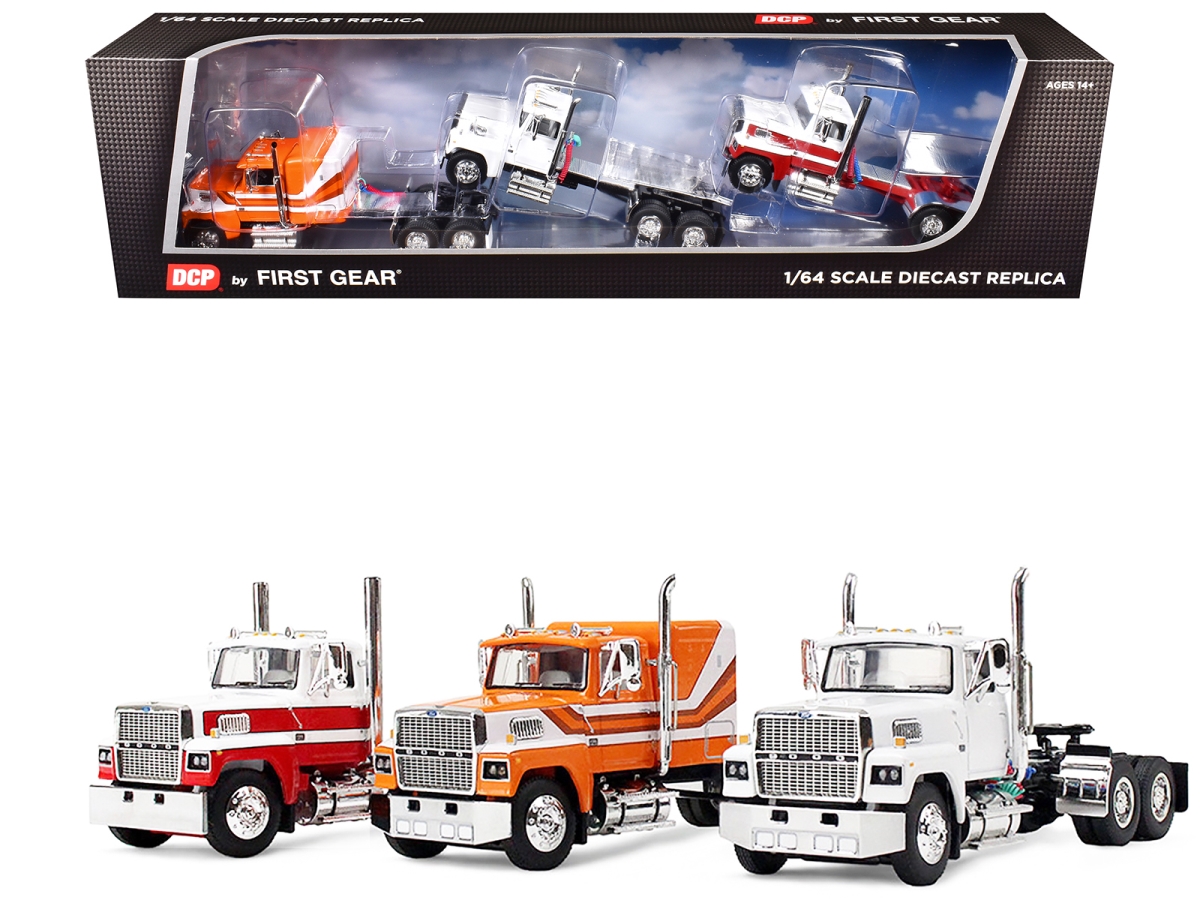 60-2175 Ford LTL 9000 Trio Set Two Day Cabs & One 60 Flat Top Sleeper 1-64 Scale Diecast Model Truck