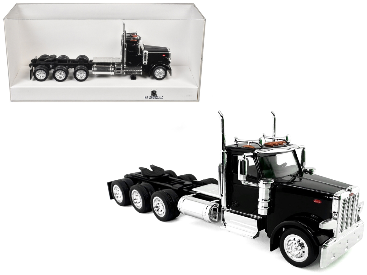 HL-589092 Peterbilt 589 3-Axel Day Cab Black 1-87 HO Scale Plastic Model Car