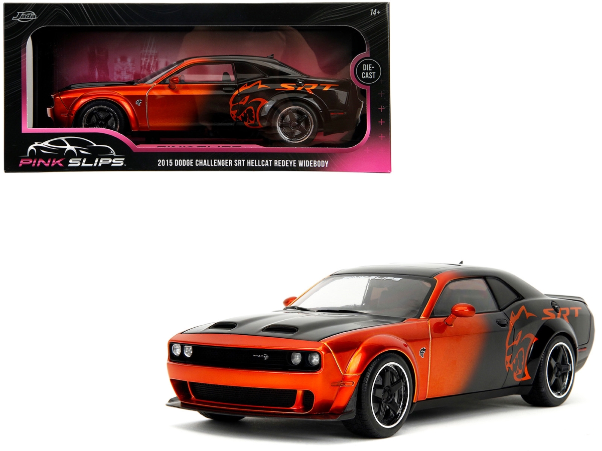 Jada 35722 Dodge Challenger SRT Hellcat Orange Metallic & Black Pink Slips Series 1-18 Scale Diecast Model Car