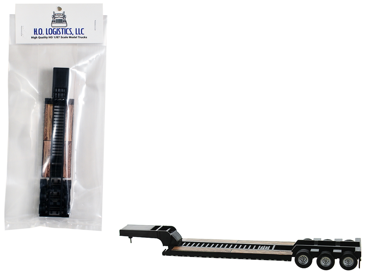 HO Logistics Replicas - Low Boy Flatbed Trailer Black 1/87 (HO) Scale Plastic Model Car by HO Logistics