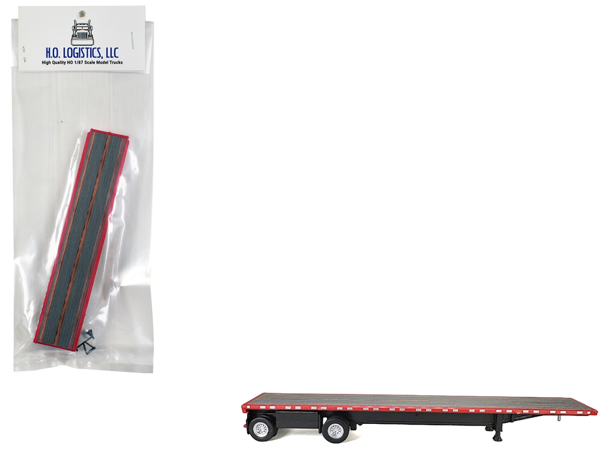 HL-478 High Boy Spread Axle Flatbed Trailer Red 1-87 HO Scale Plastic Model Car