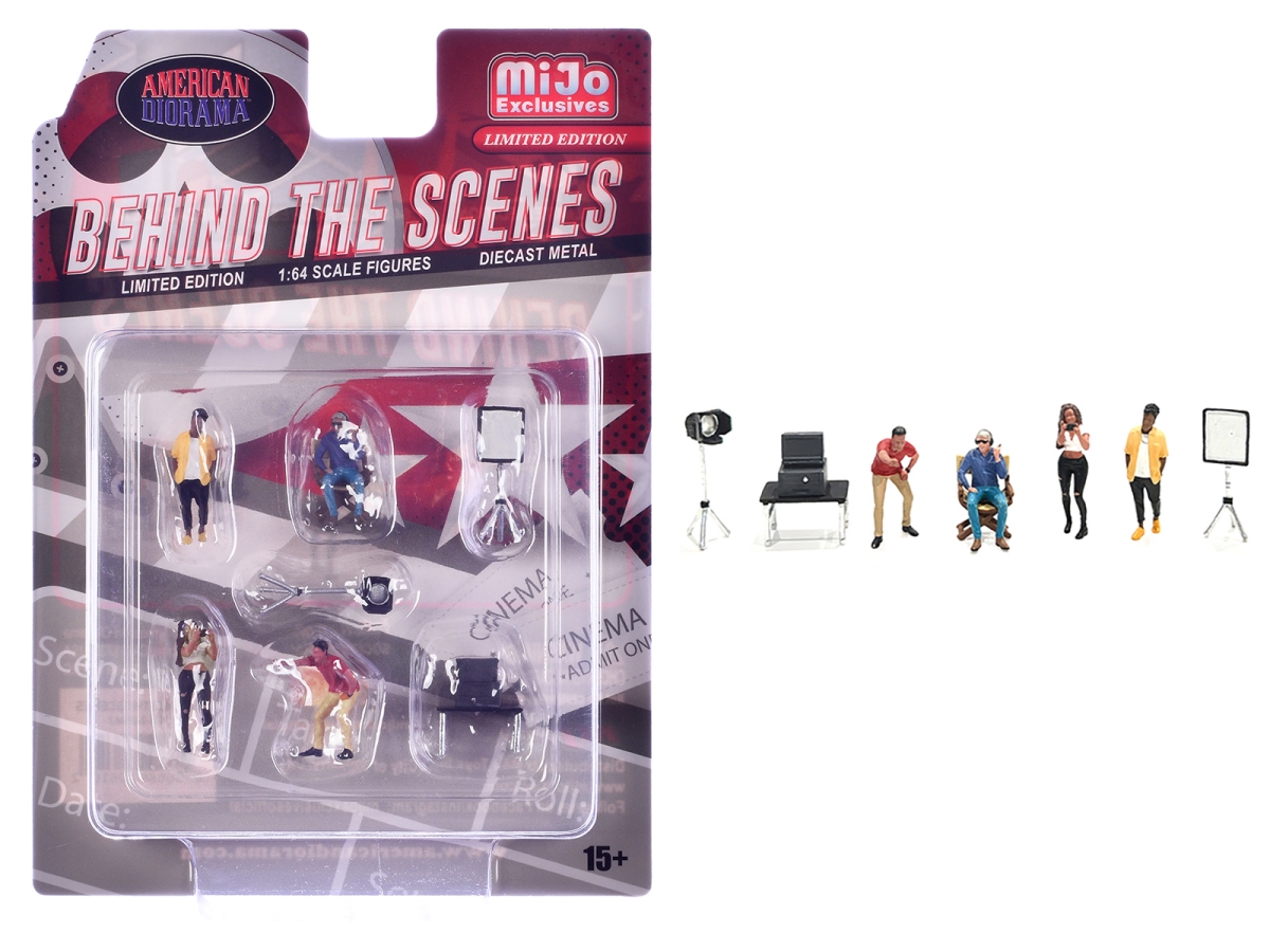 AD-2426MJ Behind The Scenes 4 People 3 Accessories Diecast Figures Set 1-64 Scale Model Kit - 7 Piece