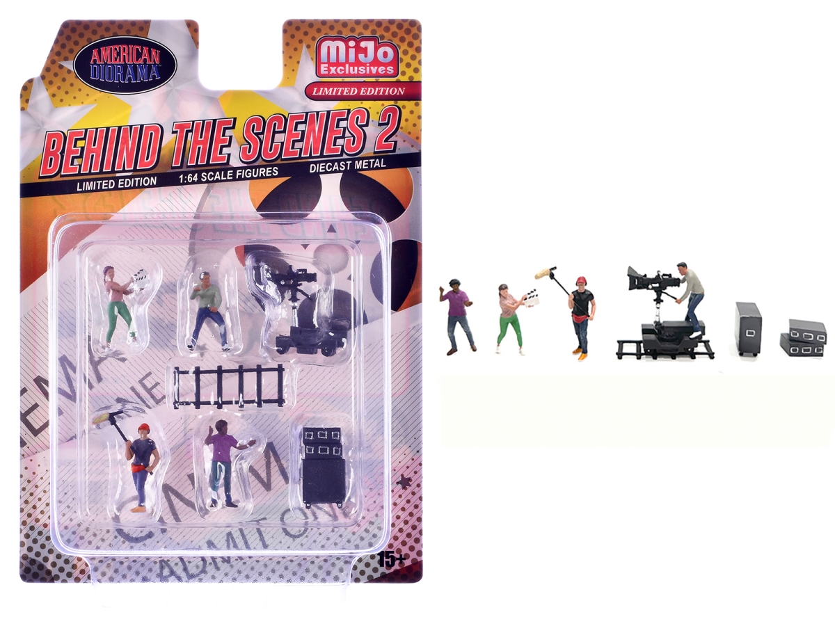 AD-2428MJ Behind The Scenes No.2 4 People 3 Accessories Diecast Figures Set 1-64 Scale Model Kit - 7 Piece