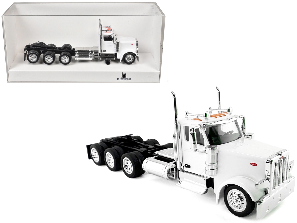 HL-589072 Peterbilt 589 3-Axel Day Cab White 1-87 HO Scale Plastic Model Car