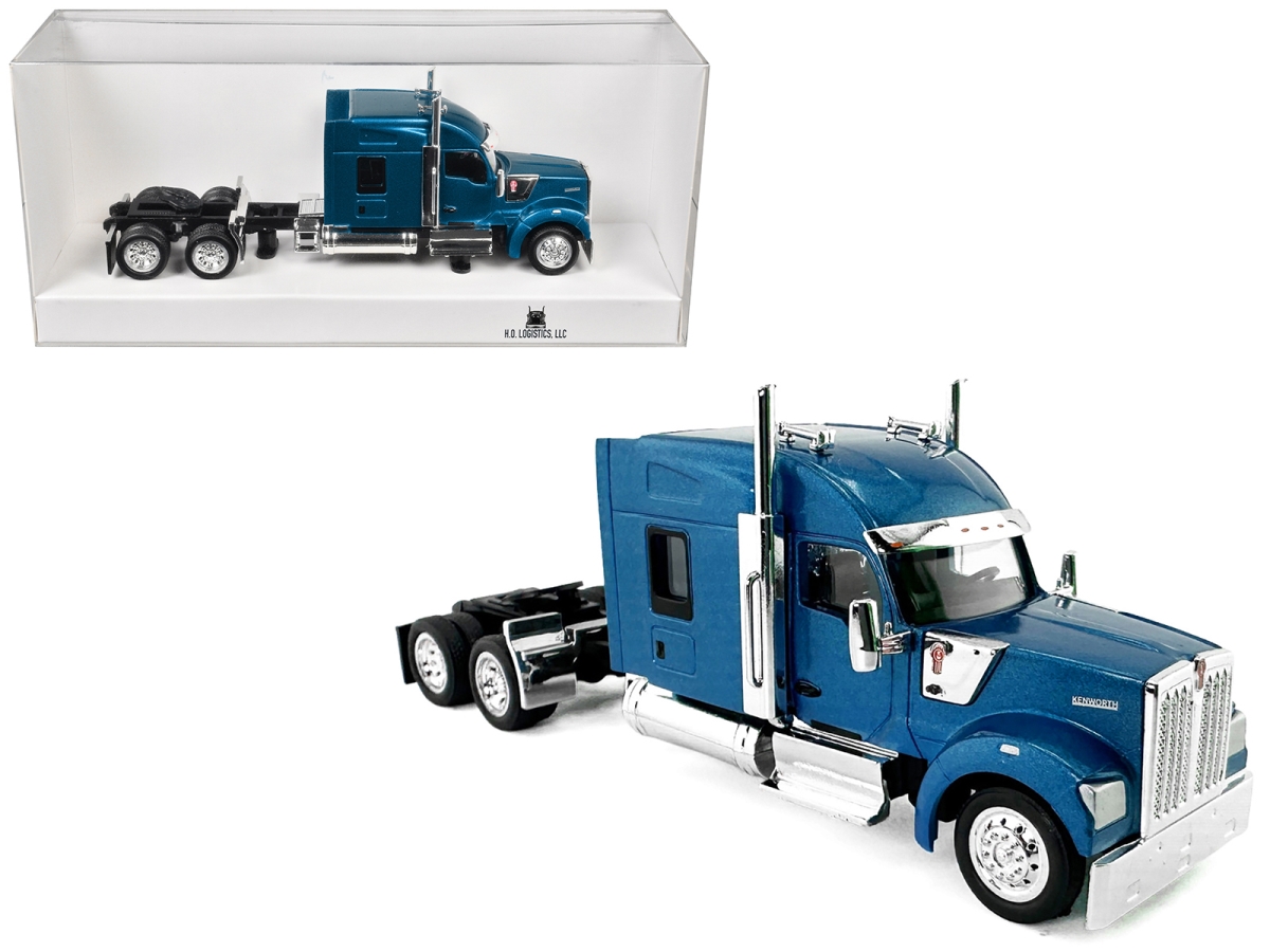 HL-990065 Kenworth W990 with Stand Up Sleeper Cab Blue Metallic 1-87 HO Scale Plastic Model Car