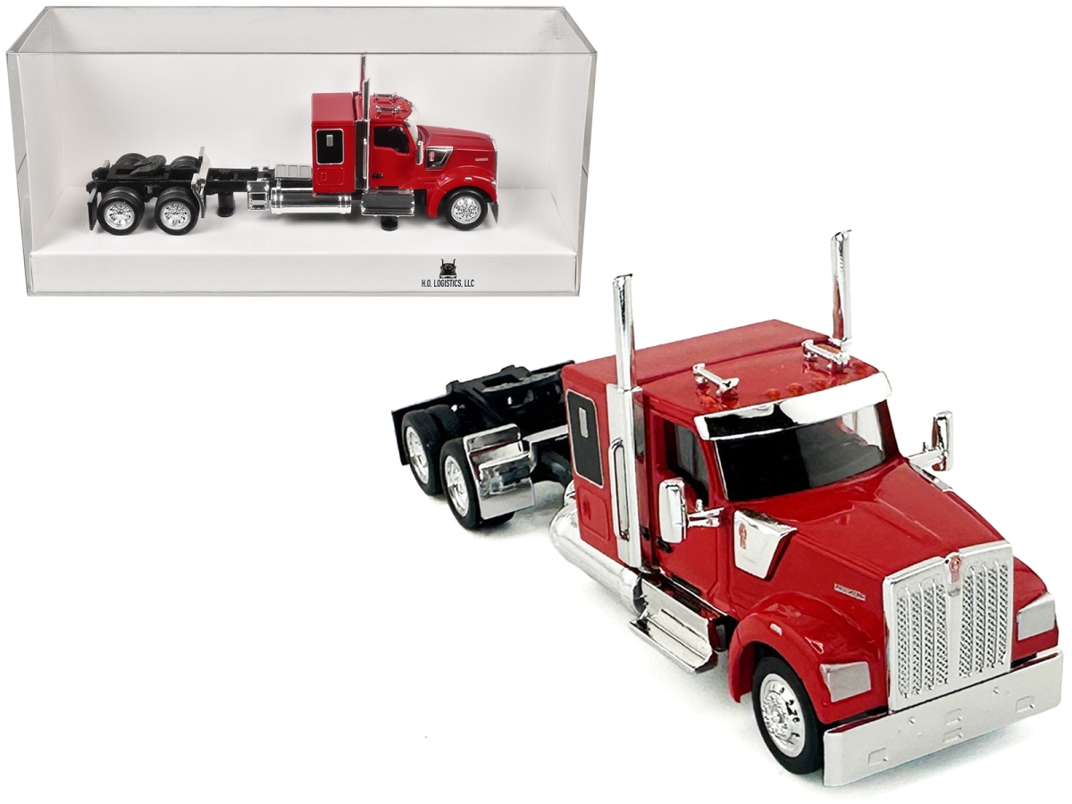 HL-990083 Kenworth W990 with Flat Top Sleeper Cab Red 1-87 HO Scale Plastic Model Car