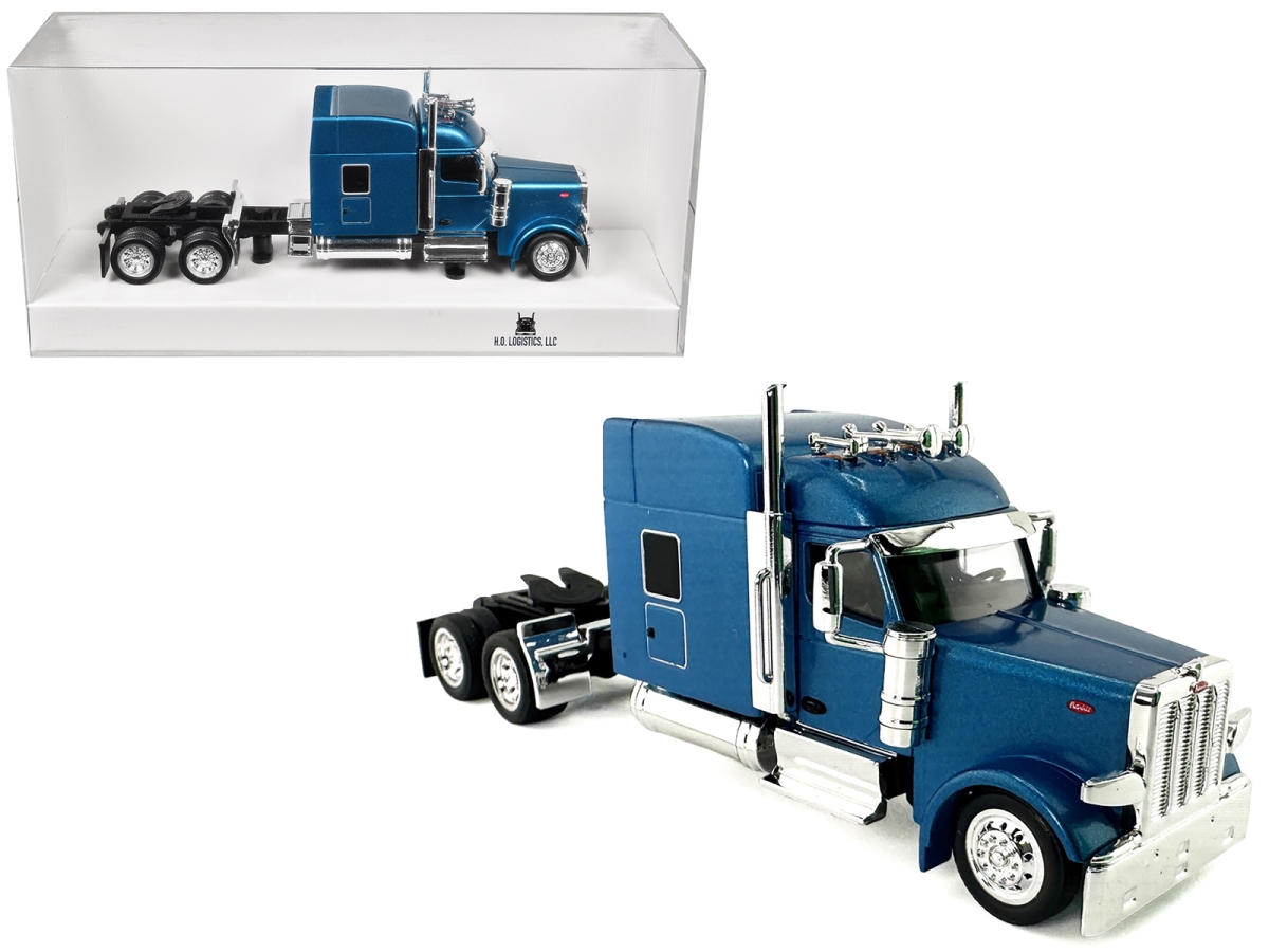 HL-589065 Peterbilt 589 with Stand Up Sleeper Cab Blue Metallic 1-87 HO Scale Plastic Model Car