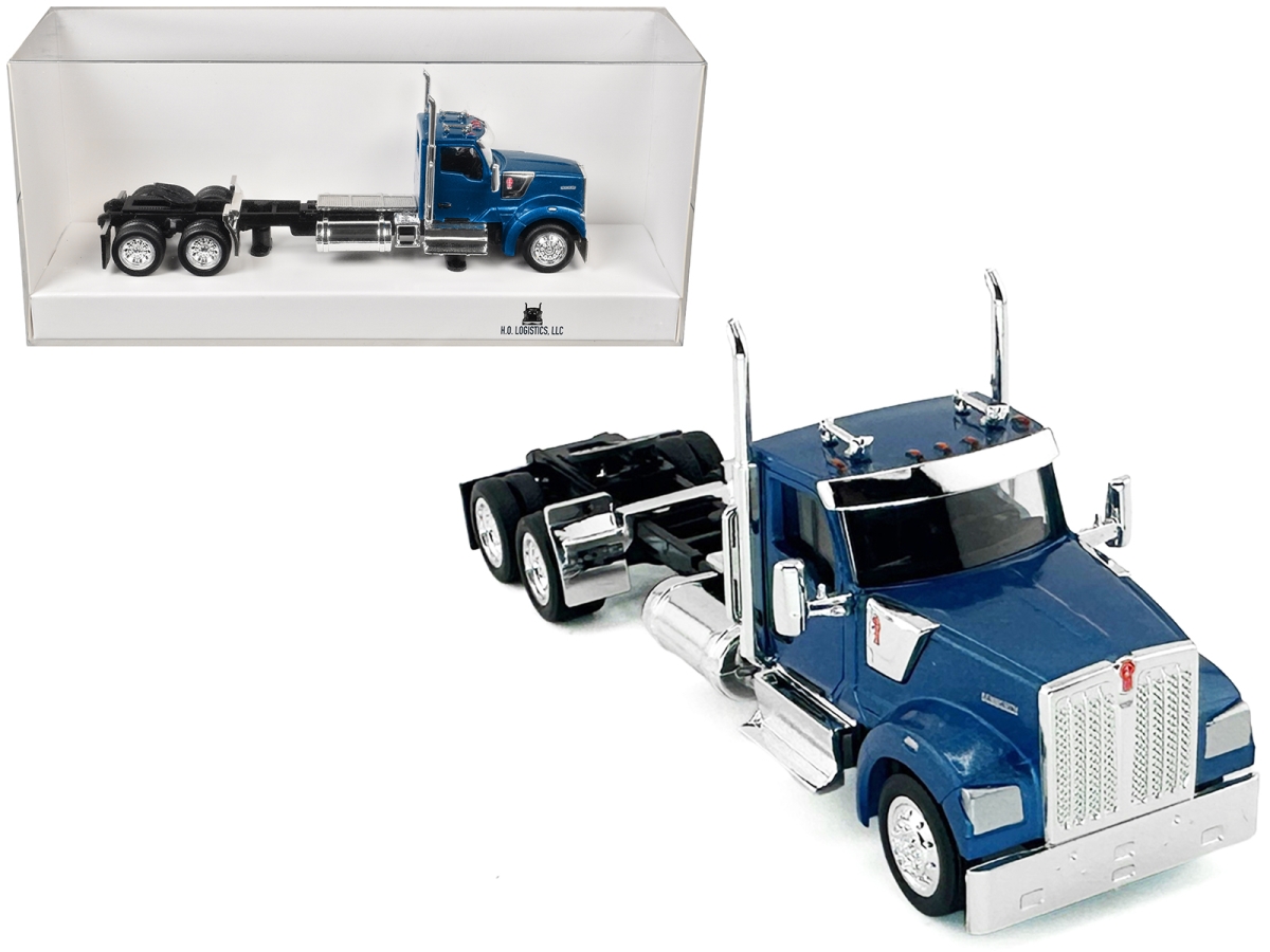 HL-990061 Kenworth W990 2-Axel Day Cab Blue Metallic 1-87 HO Scale Plastic Model Car