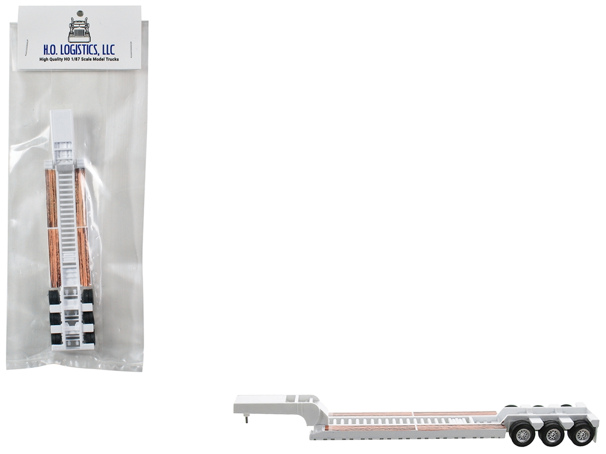 HL-487 Low Boy Flatbed Trailer White 1-87 HO Scale Plastic Model Car