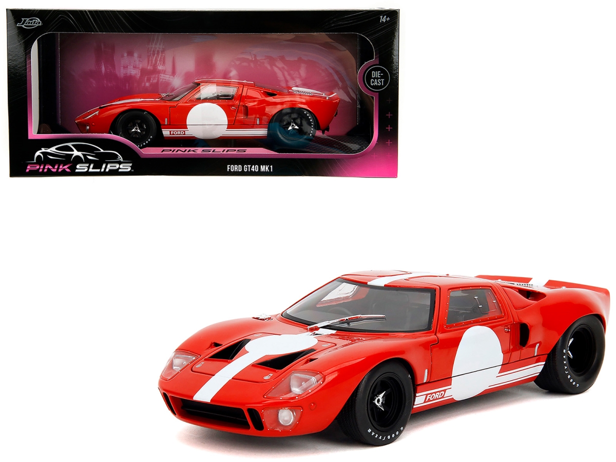 Jada 36381 Ford GT40 MK1 Red with White Stripes & Graphics Pink Slips Series 1-18 Scale Diecast Model Car