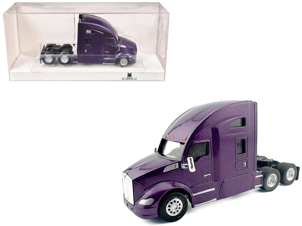 HL-68003 Kenworth T680 Sleeper Cab Purple Metallic 1-87 HO Scale Plastic Model Car