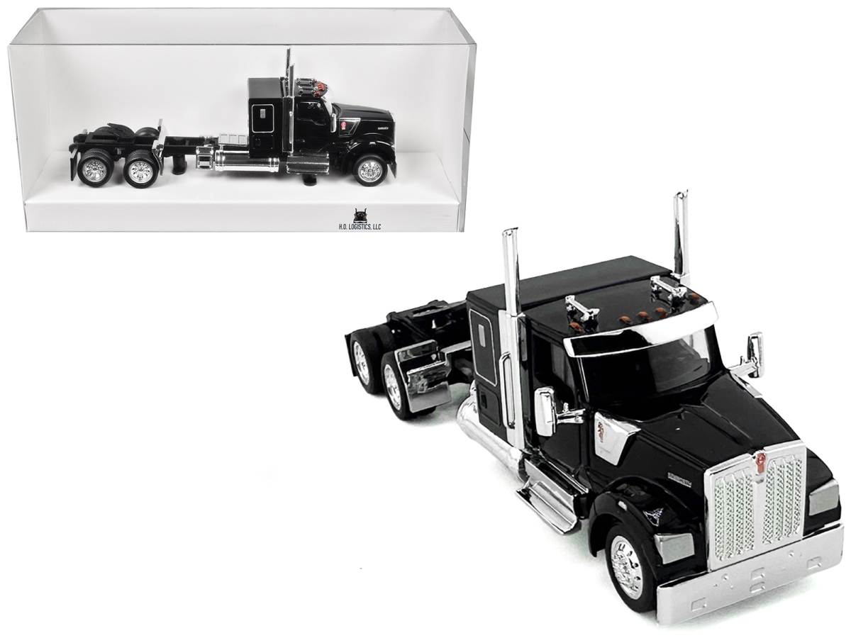 HL-990093 Kenworth W990 with Flat Top Sleeper Cab Black 1-87 HO Scale Plastic Model Car