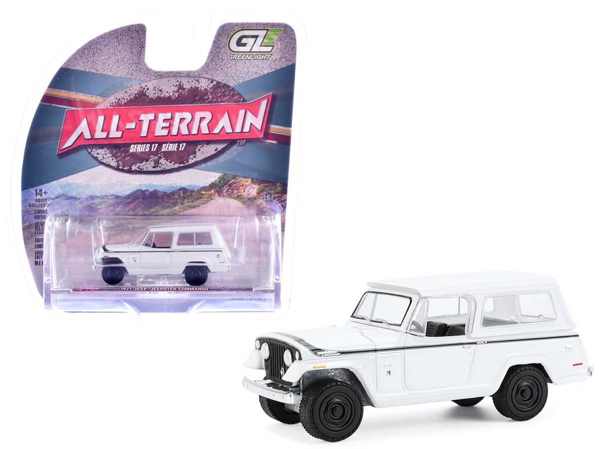 35310C 1971 Jeep Jeepster Commando White with Black Stripes All Terrain Series 17 1-64 Scale Diecast Model Car