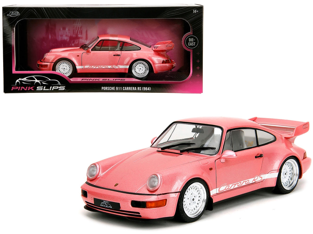 Jada 35727 Porsche 911 Carrera RS 964 Pink Metallic with White Stripes Slips Series 1-18 Scale Diecast Model Car