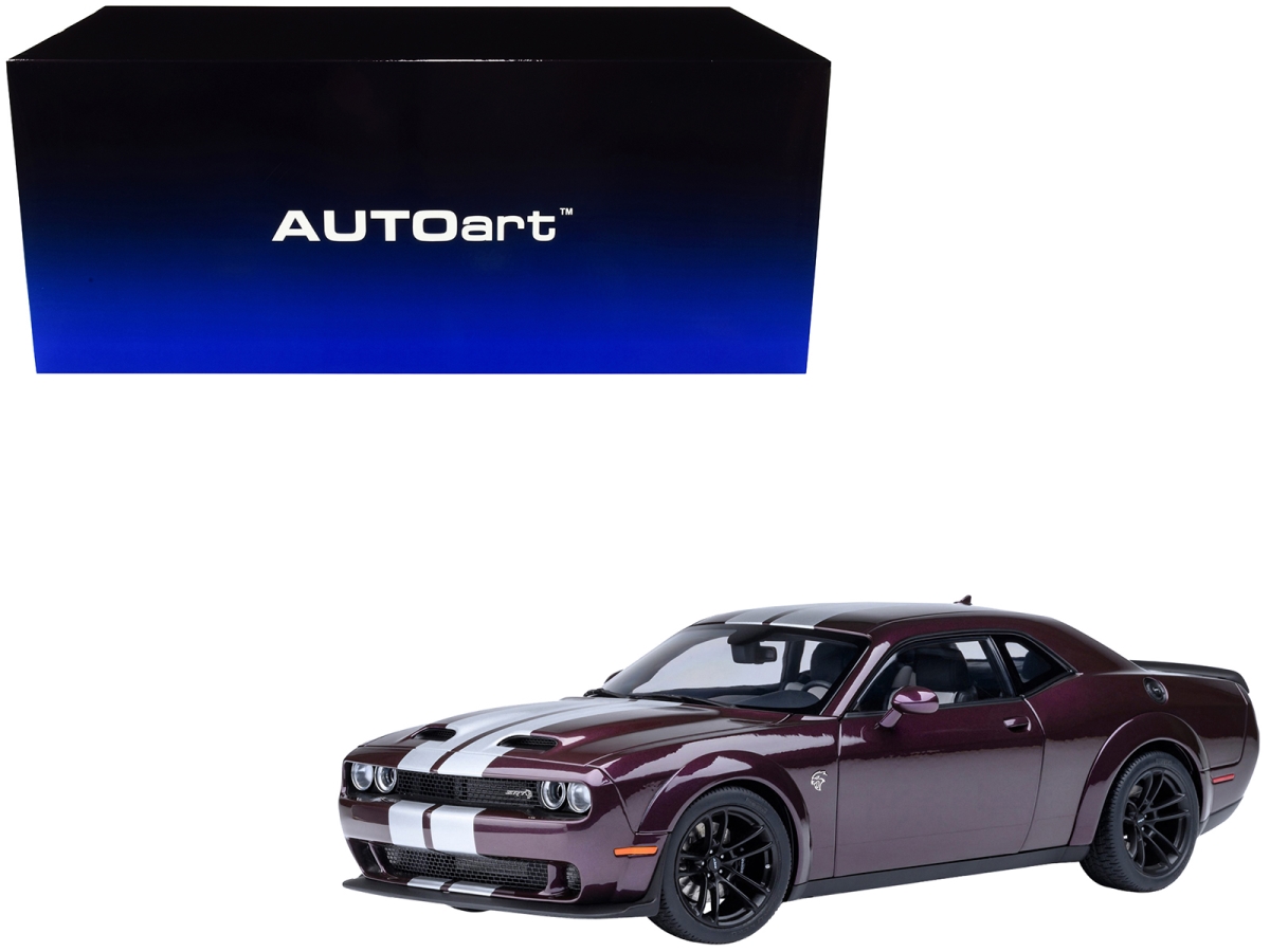 71762 2022 Dodge Challenger SRT Jailbreak Hell Raisin Purple with White Stripes 1-18 Scale Model Car