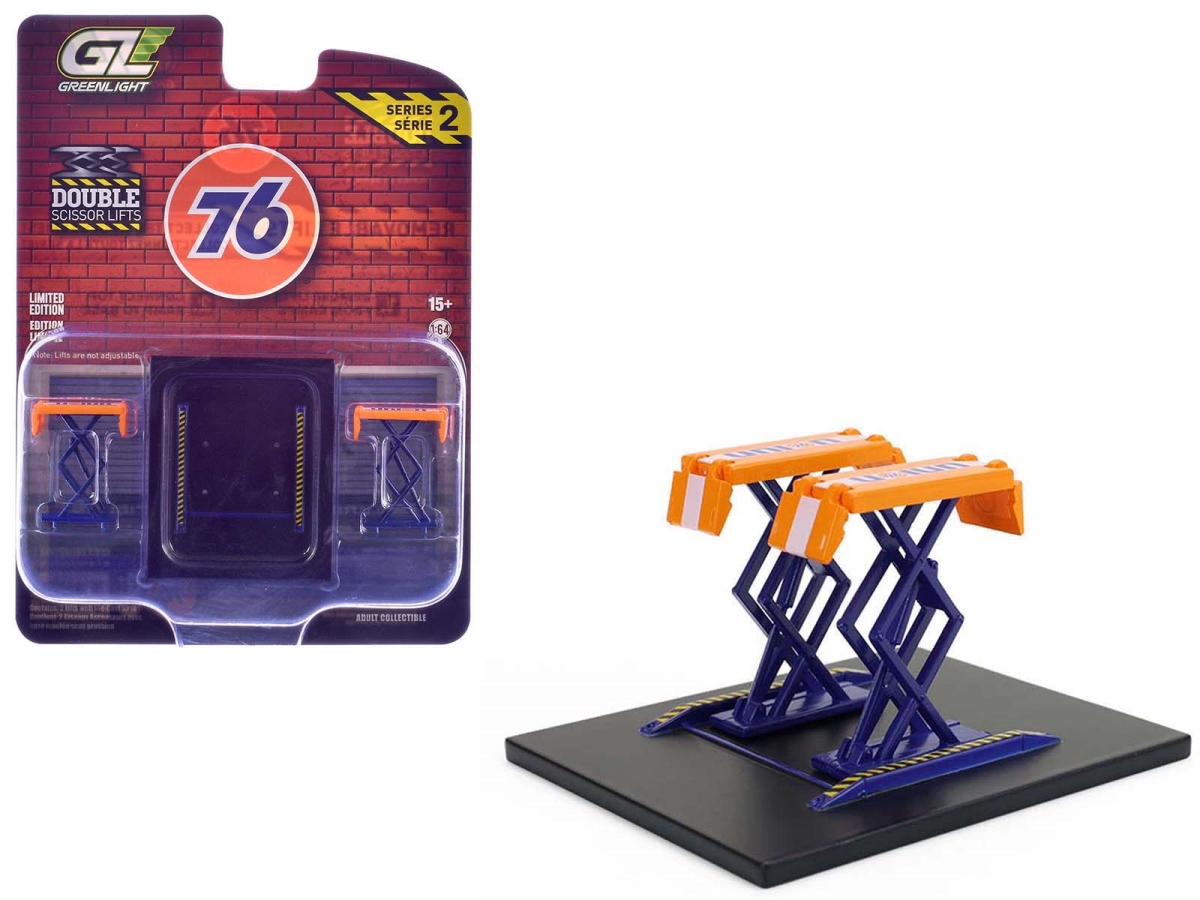 16220B Automotive Double Scissor Lift Union 76 Orange & Blue Double Scissor Lifts Series 2 1-64 Scale Diecast Model