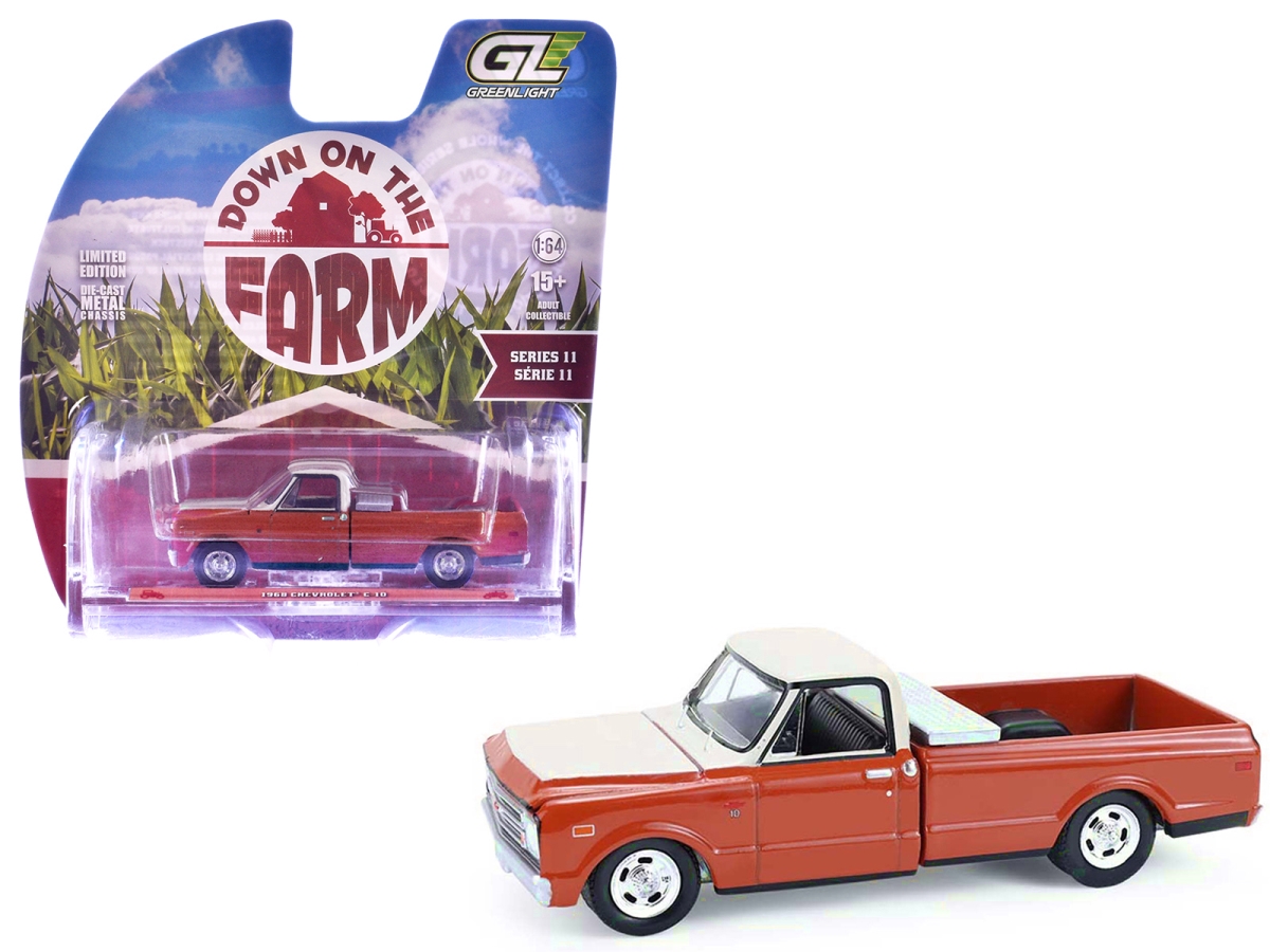 48110D 1968 Chevrolet C-10 Pickup Truck with Toolbox Orange & Beige Down on the Farm Series 11 1-64 Scale Diecast Model