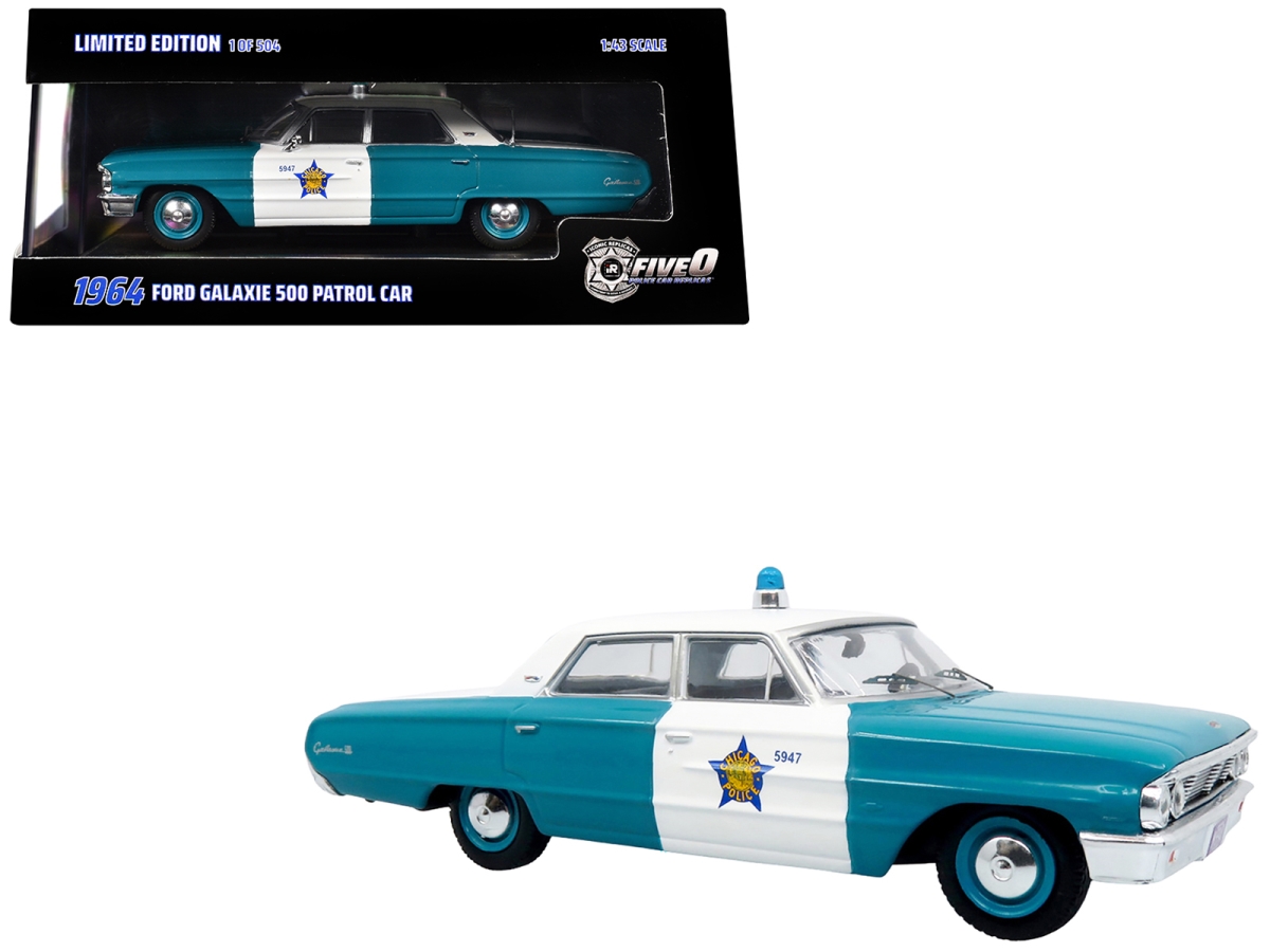 1964 Ford Galaxie 500 Police Car Chicago Police Department Blue & White Five Series Limited Edition to 504 Piece Worldwide 1-43 Scale Diecast Model