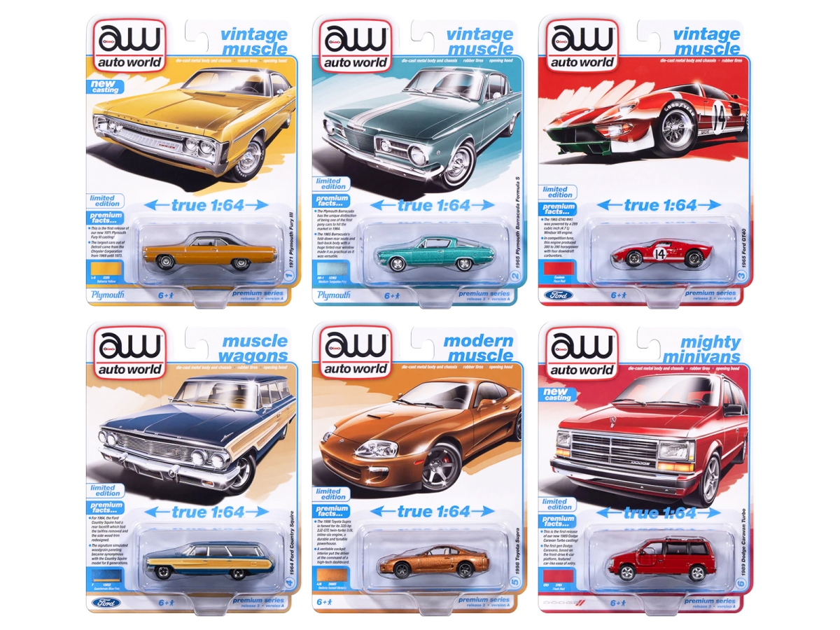 64522A  Premium 2025 Release 3 Set A of 6 Piece 1-64 Scale Diecast Model Cars
