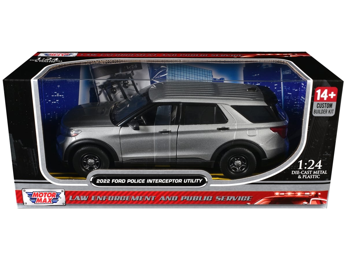 2022 Ford Police Interceptor Utility Unmarked Silver Metallic Builders Kit Law Enforcement & Public Service Series 1-24 Scale Diecast Model Car
