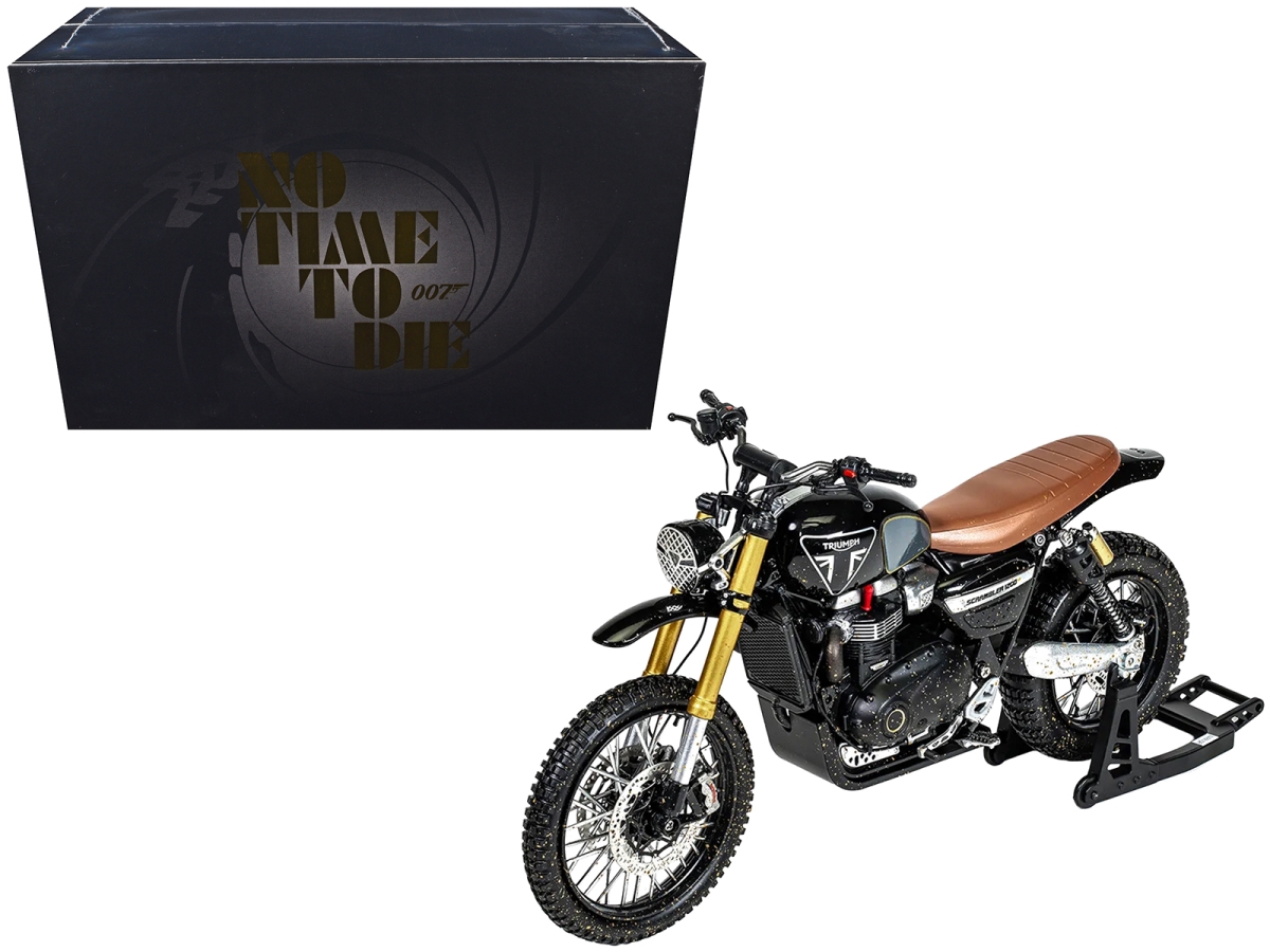 Corgi CC08403 Triumph Scrambler 1200 XE Motorcycle Black Dirty Version James Bond 007 No Time to Die 2021 Movie Diecast Model Car