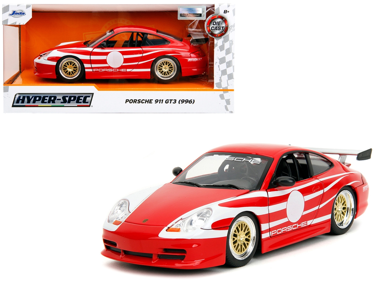 Jada 35137 Porsche 911 GT3 996 Red with White Graphics Hyper-Spec Series 1-24 Scale Diecast Model Car