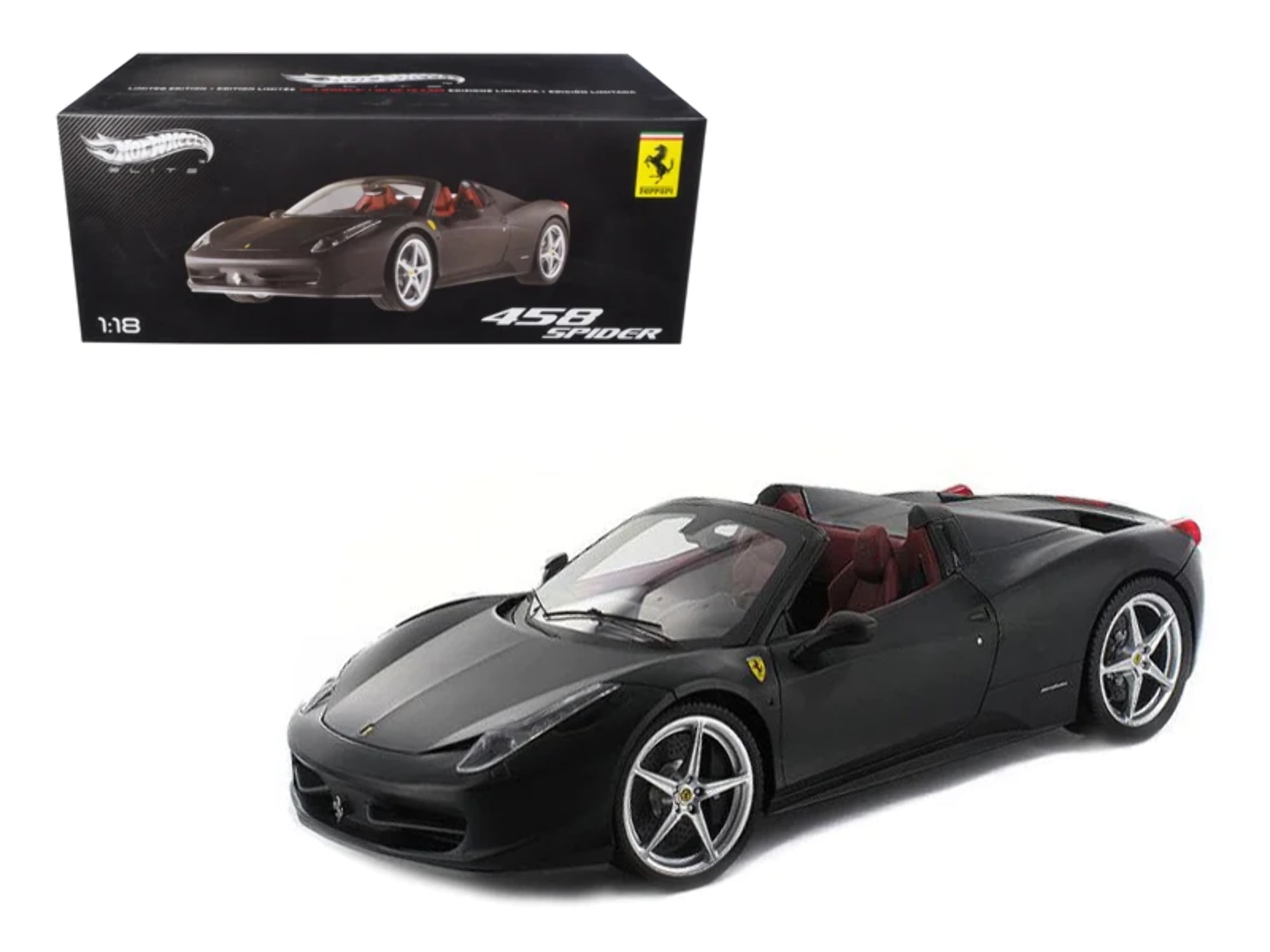 1 by 18 Scale Diecast Ferrari 458 Italia Spider Matt Black Elite Edition Model Car -  Toyopia, TO279863