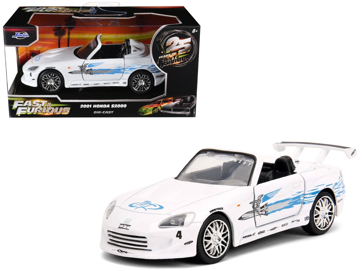 Jada 35629 2001 Honda S2000 Convertible White with Graphics Fast & Furious Remix - 25th Anniversary Series 1-32 Scale Diecast Model Car